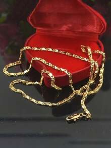 1pc 16-30 Inch 18K Gold Plated Minimalist Necklace Chain, Unisex, Can DIY Connect 2mm Flat Chain, Jewelry Gift For Father's Day, Thanksgiving - Gold - View 1