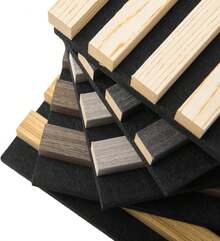 5-Pack Sample Acoustic Wood Panels For Wall, Soundproof Wood Slat Panel For Wall And Ceiling - 5 Colors, 6" X 4.7"