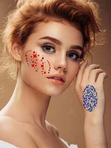 12 pièces Ensemble de pochoirs réutilisables pour maquillage et peinture de visage, pinceaux lavables pour tatouages temporaires sur le visage et le corps avec plaque de tamponnage. Convient pour les fêtes, festivals et peinture corporelle. - Multicolore - Voir 3