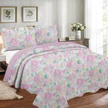 3-Piece Printed Double-Sided Bedspread Kit - Print 5 - View 1