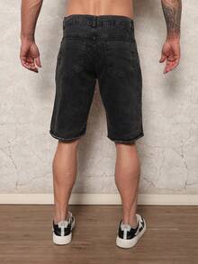 Men's Ripped Bermuda Jeans - 深灰色 - 查看 5