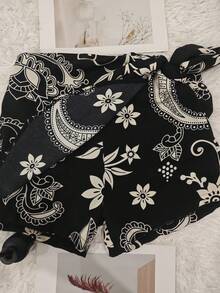 Women's Skirt Shorts - 花朵黑 - 查看 2
