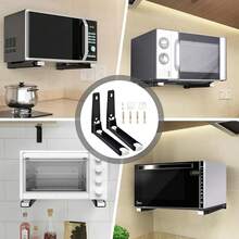 2 Stück Mikrowellenhalterung Wand aus Edelstahl, Mikrowellen Halter Wand Faltbare und Ausziehbaren Armen Mikrowelle Wandhalterung Maximale Belastbarkeit 45KG/99,2lb