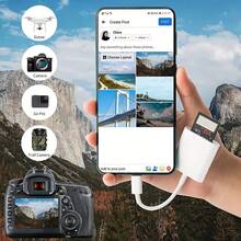 Lector de tarjetas SD tipo C de 2 en 1 con doble ranura, adaptador de lector de tarjeta de memoria SD/TF tipo C para teléfonos/tabletas Android, transferencia rápida de fotos y videos - Blanco - Ver 6