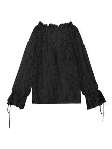 ii Women's Elegant Embroidered Lace Sheer Blouse