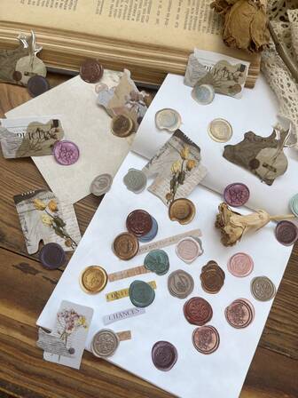 50pcs/Pack Vintage Japanese Washi Tape With English Phrases, Decorative Stickers For Scrapbooking, Planner, Diary, Craft, Party Favors