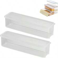 2-Pack Of Refrigerator Storage And Crisper Boxes With Lids, Pasta Containers, Storage Racks, Refrigerator Pasta Storage Boxes, Stackable Kitchen Freezer, Covered Food Containers For Food Organization And Storage In Refrigerators, Freezers, Cabinets, Kitchens, Countertops, Small Freezers, Cupboards, And Closets.Clear PET Food Canister For Dry Food Like Rice, Sugar, Flour, Pasta, Cereal, Beans, Nuts Kitchen Organization, Stackable Organizers For Food,Food Storage Containers,Seasoning Jars - Trong sáng - Xem 1
