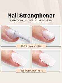 TOMICCA 15ml/1支 瓷白色五合一延长胶，可卸UV/LED凝胶指甲油，适用于指甲延长、加固、美甲装饰和水钻贴片，适合在家DIY美甲贴片或作为礼物赠送 - 白色 - 查看 2