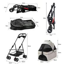 Multi-Dog Pet Cart For Small And Medium-Sized Dogs, 2-Way Detachable, Compact, Foldable, Ultra-Lightweight, Stylish, Foldable Dog Cart, Dog Stroller, Facing-Facing, Detachable Dog Cart, Pet Buggy, Dog Cart, Multi-Functional, Nimble Ride, For Walking, Puppies, Cats, Dogs, Rabbits, And Other Small Animals - Black - View 11