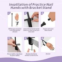 Veikmv Nail Silicone Practice Hand For Acrylic Nails Training Fake Hand Nail Art Practice Tools Hand Tattooed Nail Jewelry Showcase Supplies Manicure Beginners Suits - 杏色 - 查看 8