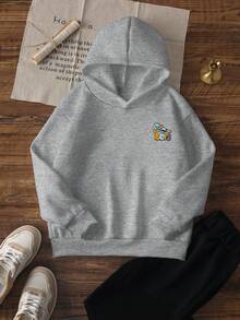 1pc Boys' Casual Printed Pullover Hoodie Sweatshirt, Warm Thermal Lined, Colorful And Imaginative Design, Autumn/Winter