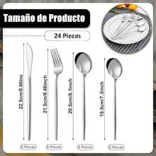 LSXD Juego de Cubiertos de 24 Piezas, Cubiertos de Acero Inoxidable, Servicio de Utensilios para 6, Juego de Cubiertos Pulidos con Espejo, Cuchillo, Tenedor, Cuchara, Apto para Lavavajillas (Oro) - pago - Ver 9