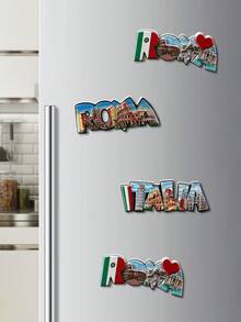 1pc Creative Home Decor Magnet, Vintage Style Magnetic Sticker Decoration - Multicolor - View 5