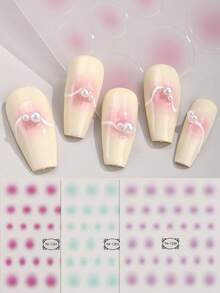 Beauty Sticker 3张/套 半透明渐变美甲贴纸 美甲贴花 美甲设计 美甲贴片 美甲DIY装饰 适合女性和女孩 美甲用品 - 彩色 - 查看 6