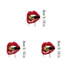 1pc/2pcs/3pcs Super Cool Dark Style! Red Lip Bullet Illustration Decorative Stickers, Suitable For T-Shirt/Mask/Jeans/Backpack, Washable, Unisex DIY Stickers