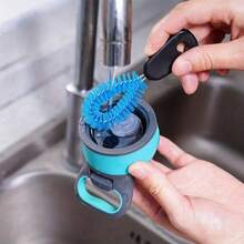 3-In-1 Bottle Cleaning Brush Set - Multi-Head Scrubber For Narrow Neck Sports Water Bottles Tumblers Straws Deep Clean - 藍色 - 查看 3