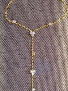 1pc Bohemian Crystal Finger Hand Chain Bracelet With Rhinestone, Fashion Jewelry Accessory, Suitable For Parties, Ins Style