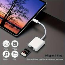 Lector de tarjetas SD tipo C de 2 en 1 con doble ranura, adaptador de lector de tarjeta de memoria SD/TF tipo C para teléfonos/tabletas Android, transferencia rápida de fotos y videos - Blanco - Ver 7