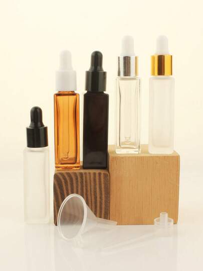 4 Stücke/10 Stücke/20 Stücke schwarze matte quadratische 10ml nachfüllbare ätherische Öl Glasflaschen mit Pipette, tragbare Probefläschchen, teefarben lichtundurchlässiges transparentes Glas Flaschen mit Pipette, Trichter und Tropfer enthalten