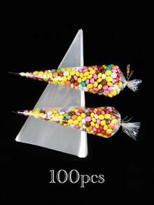 100/50 pièces Sacs transparents en triangle pour bonbons et aliments, sacs en OPP adaptés pour les fêtes de Noël, les mariages, les anniversaires. Idéaux pour l'emballage de pâtisseries, bonbons, collations et autres. Sacs cadeaux pour mariages, remplisseurs de sacs pour fêtes de Noël