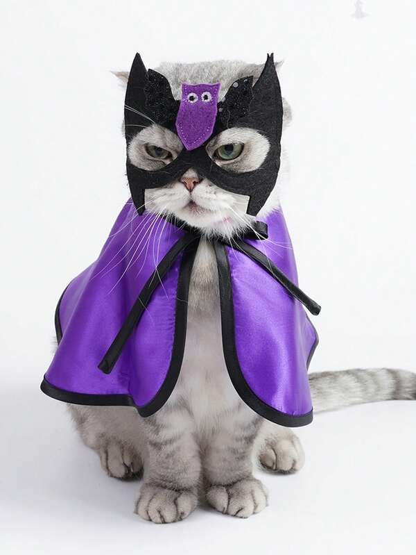 ABLAZE ZAI طقم رداء وقناع عين هالوين، مصنوع من قماش البوليستر، مناسب للقطط والكلاب الصغيرة، تنكر لحفلة