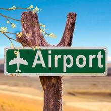 2D Flat, Vintage Airport Metal Sign With Retro Airplane & Floral Design - Green Background, White Lettering, Durable Weatherproof Metal, Pre-Drilled Holes For Easy Hanging - Home, Office, Bar Wall Decor, Aviation Enthusiast Gift, Office Decoration, Retro Aviation Theme, 2D Flat - Nhiều màu - Xem 2