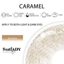 FRESH LADY Freshlady Aesthetic Eye Look Back To School Pupilentes One Tone Caramel Colored Contact Lenses 1 Year Disposable Halloween Costume Cosplay - Apricot - View 8