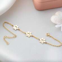 个性化宠物名字手链 - 定制刻字不锈钢迷你爪印手链，适用于猫狗，简约动物爱好者饰品，毕业礼物、母亲节礼物、可调节宠物纪念友谊手链、圣诞节礼物 - 白色 - 查看 17