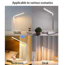 1pc Touch Control Table Lamp, Support Mobile Phone Charging, Three Levels Of Brightness Adjustment Desk Lamp, Suitable For Office Work And Reading - White - View 6