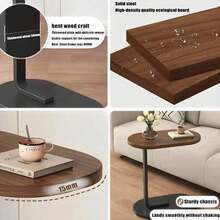 C-Shaped Compact Sofa Side End Table Coffee Laptop Table Living Room Bedroom UK - White - View 3