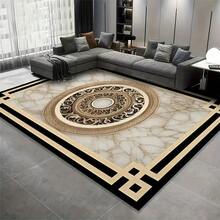 850g/M² Velvet Thick Floor Mat, Vintage Center Ring Design, Beige, Gold, And Black Available, Machine Washable, Non-Slip, Soft And Comfortable, Lightweight And Durable. Suitable For Bedroom, Living Room, Office, Game Room, Adds An Elegant Touch For Christmas, Halloween, Easter, Thanksgiving, Valentine's Day, Father's Day, Mother's Day, And Graduation Season - 彩色 - 查看 1