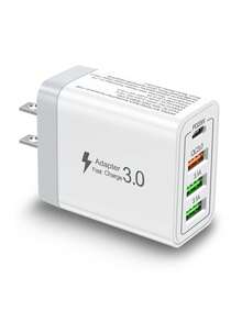1 Charger, Fast Charger 4 Ports [1xUSB-C+3xUSB-A] | PD3.0 And QC3.0 20W Smart Charging, Supports Multiple Devices To Meet Home Charging Needs, And Office Desktop Mobile Phone Charger Multi-Port Version - US A Type Plug(110-127V) - View 1