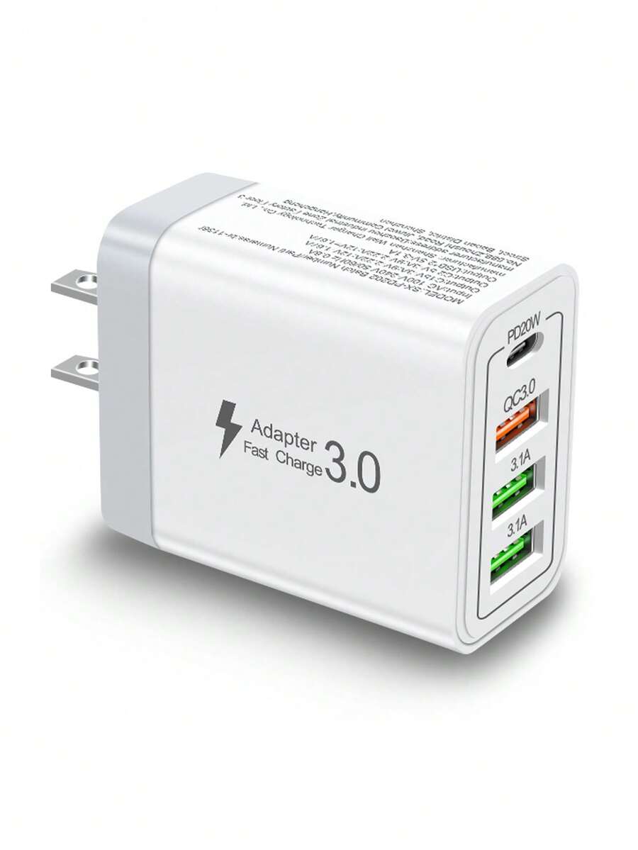 1 Charger, Fast Charger 4 Ports [1xUSB-C+3xUSB-A] | PD3.0 And QC3.0 20W Smart Charging, Supports Multiple Devices To Meet Home Charging Needs, And Office Desktop Mobile Phone Charger Multi-Port Version - US A Type Plug(110-127V) - View 1