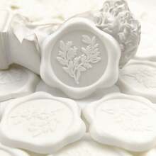 25/50/100Pcs White Eucalyptus/Heart Wax Seal Stickers, Handmade Envelope Seals Self Adhesive Wax Stickers, Eucalyptus Wedding Invitation Envelope Seal Stickers, Perfect For Invitation, Christmas, Gift Wrapping, Party, Wedding Party, Envelope - White - View 11