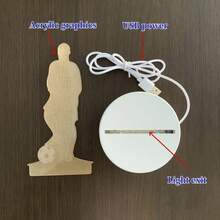 1 件足球运动员造型灯，带 3D 亚克力板、USB 端口、LED 室内夜灯，适用于卧室、床头装饰