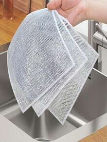 1-20片装超细纤维钢丝绒垫 - 双面厨房清洁刷、多用途钢丝绒擦洗垫、防刮钢丝绒洗碗布、双层钢丝绒洗碗布、双面金属钢丝绒擦拭布、厨房抹布、锅碗瓢盆清洁布、毛巾清洁工具、可重复使用的钢丝绒清洁布 - 多色 - 查看 4