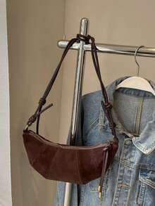 1 pieza Bolso de hombro en forma de media luna con estampado de leopardo vintage chic, nuevo bolso cruzado para mujer 2025