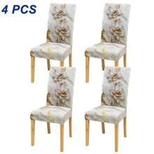 1/4/6/8pcs Floral Print Dining Chair Covers, Removable & Washable Stretch Chair Slipcovers For Living Room, Hotel, Banquet, Restaurant - Multicolor - View 6