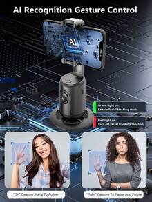 AXNEN Auto Face Tracking 360° Rotation Gimbal With Dimmable Fill Light,Cold Shoe Mount Gesture ControlSmartphone Phone Holder For AI Smart Shooting,Selfie Vlogging, Streaming.Living Vlog,And Video Calls