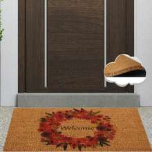 40x60 厘米天然椰棕门垫，采用耐用的 100% PVC 背衬 - 防滑、防尘刷表面 - 18-22 毫米厚耐用垫子，适合室内和室外使用，土耳其制造 - 紅色 - 查看 1