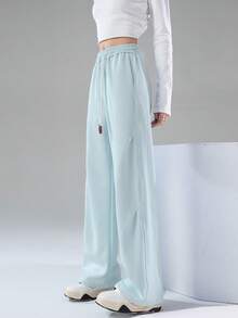 JUTU Spring, Autumn & Winter High Waist Wide Leg Loose Banana Pants, Casual Straight Leg Sweatpants - 1A60 Haze Blue - View 7