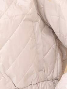 ZIAI Zipper Front Drop Shoulder Quilted Coat - Beige - View 10