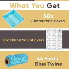 50 Pack Small Charcuterie Boxes With Lids - To Go Paper Charcuterie Box, Disposable Food Containers, 5Inch Dessert Boxes - Sandwich, Cookie, Sushi, Cake Slice, Strawberries Brown - Màu xanh lam - Xem 3