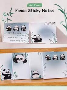 4pcs Cute Panda Design Stickers, Convenient Stickers For Desk And Office, Attractive Office Memo Notes