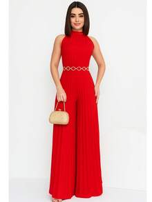 Pleated Jumpsuit For Weddings And Special Events - 紅色 - 查看 1