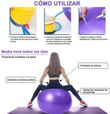 Wodoso Pelota de Pilates, Pelota de Yoga, Pelota para Ejercicio, 65cm, Silla de Pelota de Estabilidad Antiexplosión Resistente, para Embarazo, Fitness y Terapia Fisica, con Bomba de Aire (Morado) - 1 - Ver 2