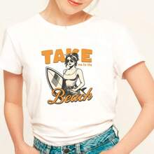 Playera de mujer manga corta, cuello redondo con diseño exclusivo – Fresca, cómoda y moderna - Blanco - Ver 1