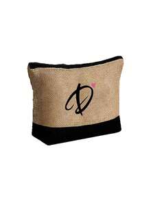 字母帆布手提袋套装，包含化妆包、洗漱包、钱包和个性化礼品袋，时尚休闲单肩包，适合婚礼、生日、海滩、度假、节日、上学等场合，是送给女性、妈妈、老师和朋友的绝佳礼物。 - 彩色 - 查看 52