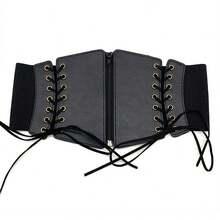 1 chiếc đai nịt eo màu đen bản rộng, thích hợp sử dụng hàng ngày cho trang phục Halloween - Khóa kéo màu đen - Xem 7