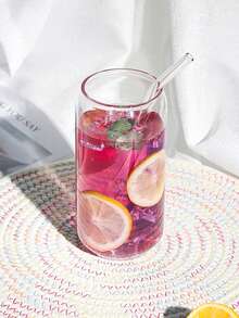 4/6pcs, 500ml/16.8oz Glass Cups, Transparent Glass Coffee Cups, Iced Coffee Cups, With Lids, Straws, Straw Brushes, Reusable, Suitable For Coffee, Milk Tea, Juice, Suitable For Various Scenarios Such As Restaurants, Bars, Commercial Use, Etc - 4個杯子+4個蓋子+4個吸管+4個吸管刷 - 查看 9